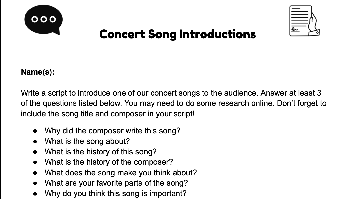 Concert Song Introduction template