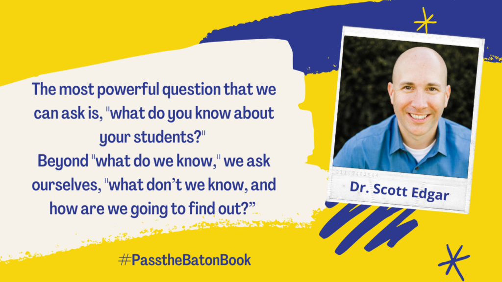 The most powerful question that we can ask is, what do you know about your students? Beyond, what do you know, we ask ourselves, what don't we know and how are we going to find out? 