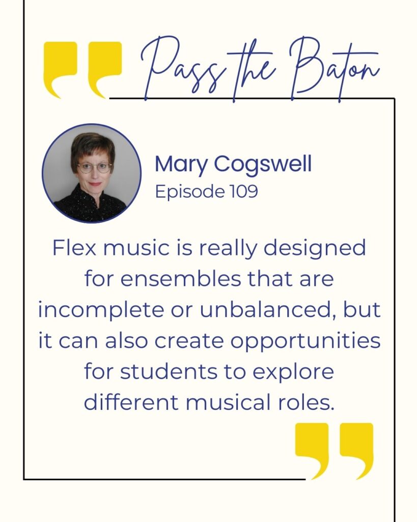 Flex music is really designed for ensembles that are incomplete or unbalanced, but it can also create opportunities for students to explore different musical roles.